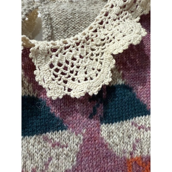 Eddie Bauer Rare VTG Wool Duck Sweater Lace Collar Cottagecore Coquette New S - Picture 4 of 5